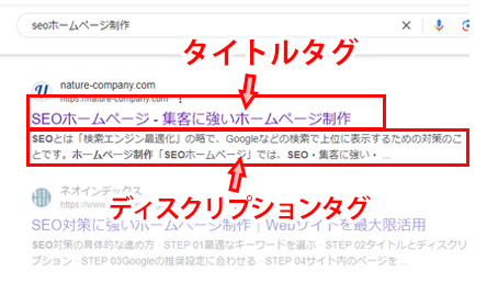 タイトルタグとディスクリプションタグの例 タイトルタグとディスクリプションタグの例