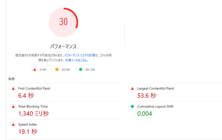 PageSpeed Insights測定例2 PageSpeed Insights測定例2